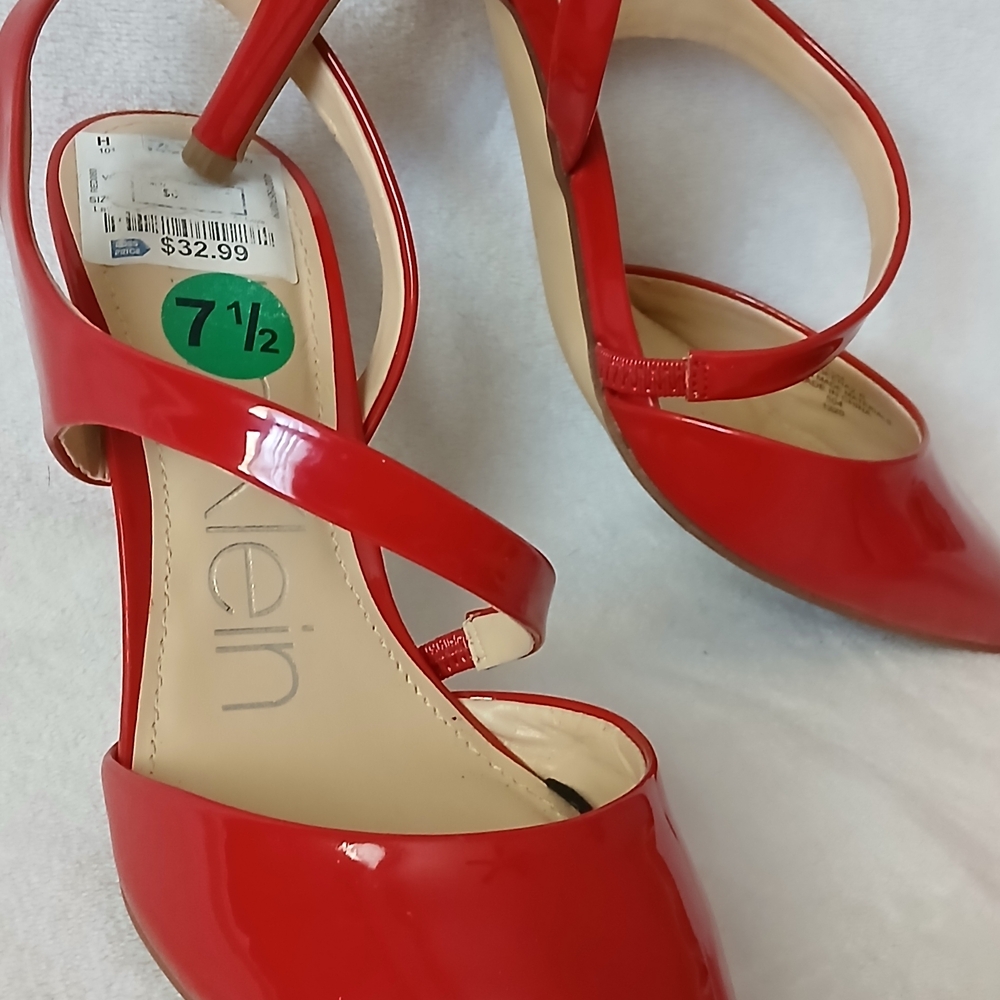 Calvin Klein Elegant Red Strappy Heels - Picture 3 of 5